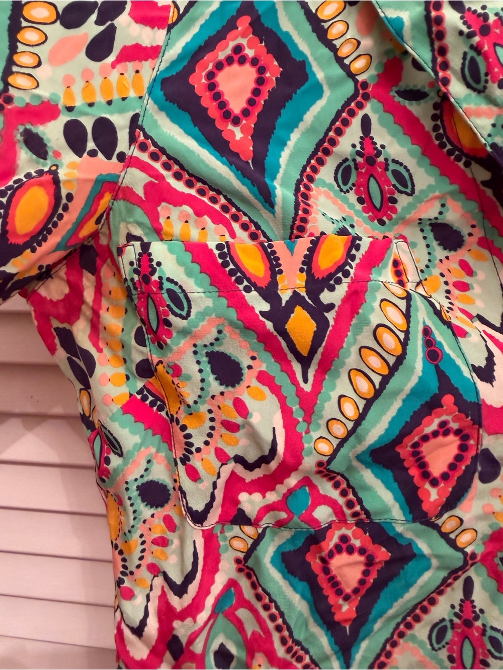 Lilly Pulitzer Multicolor Geometric Print Tunic in Turquoise, Coral & Yellow